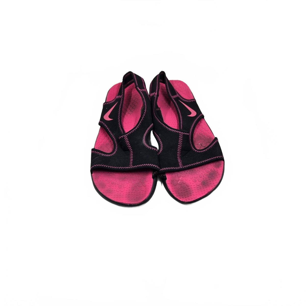 Nike Ultra Comfort Black Hot Pink Strappy Athletic Sandals Women's Size 6Y