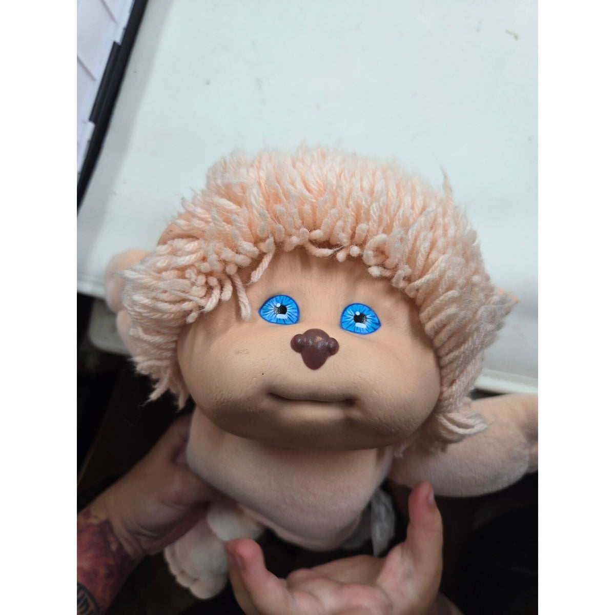 Vintage 1983 Cabbage Patch Kids Koosas Lion Plush Doll, Blue Eyes Peach Yarn