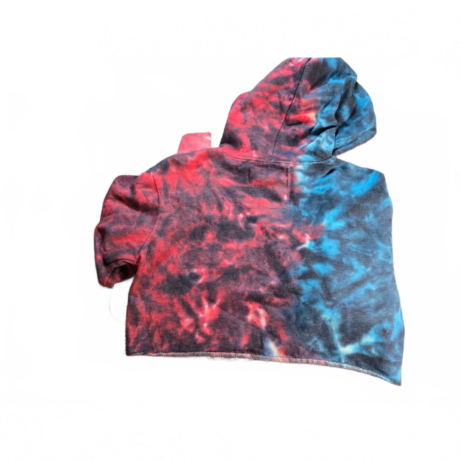 Pop Surface Wisconsin Dells Cropped Tie Dye Hoodie Medium Red Blue Graphic