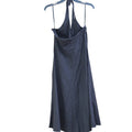 H&M Black Linen-Blend Halterneck Flared Dress, Size US 12