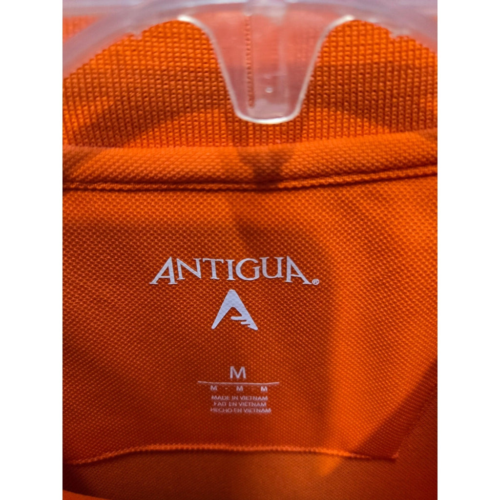Antigua Desert Dry Mens L Orange Solid Performance Golf Polo Shirt 3-Button
