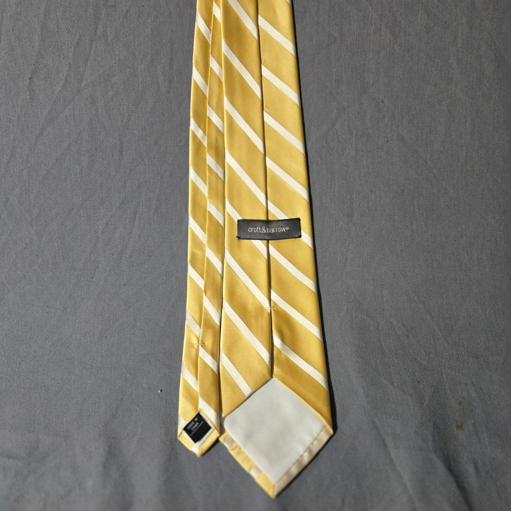 Croft & Barrow Yellow Striped Silk Neck Tie - Classic Elegant Design