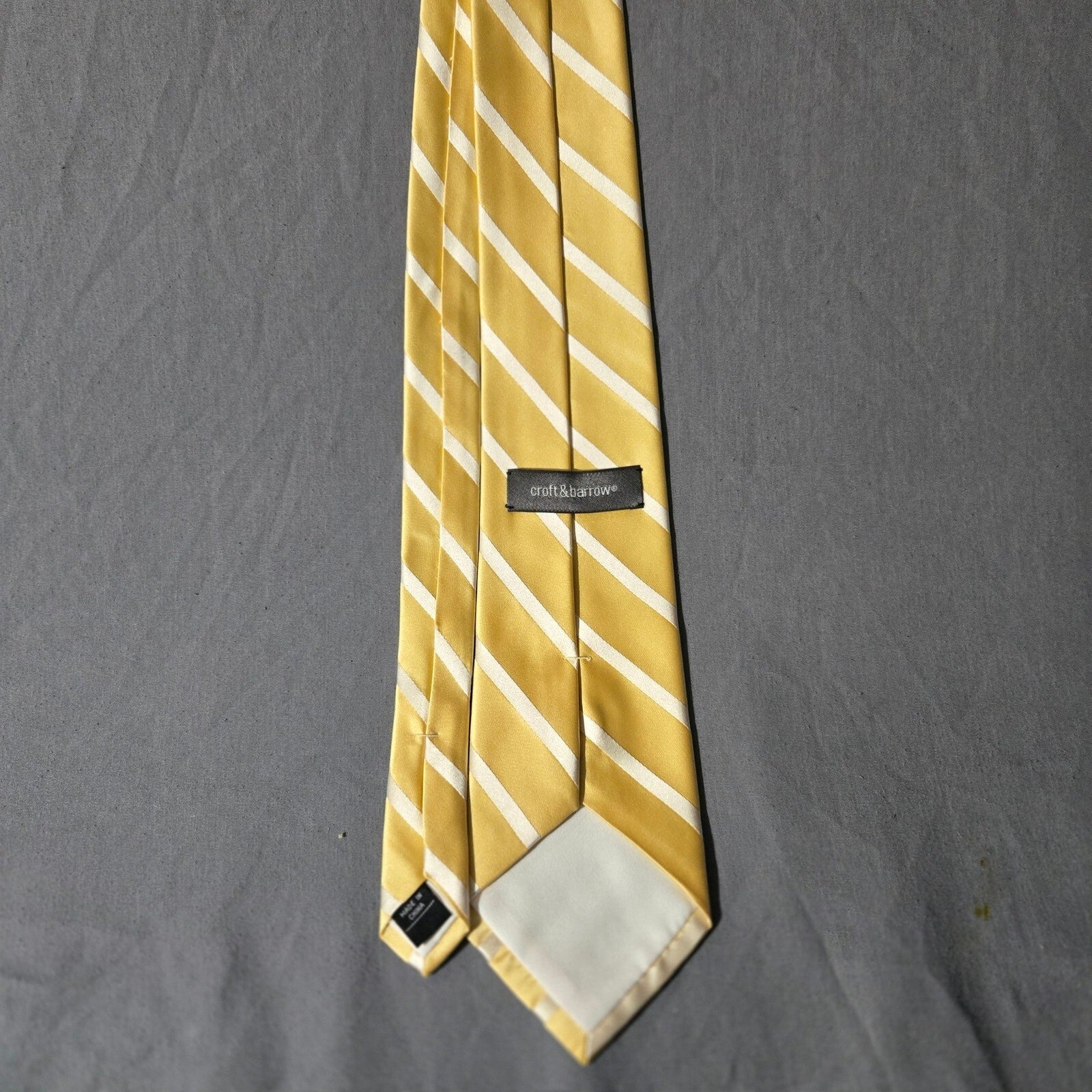 Croft & Barrow Yellow Striped Silk Neck Tie - Classic Elegant Design