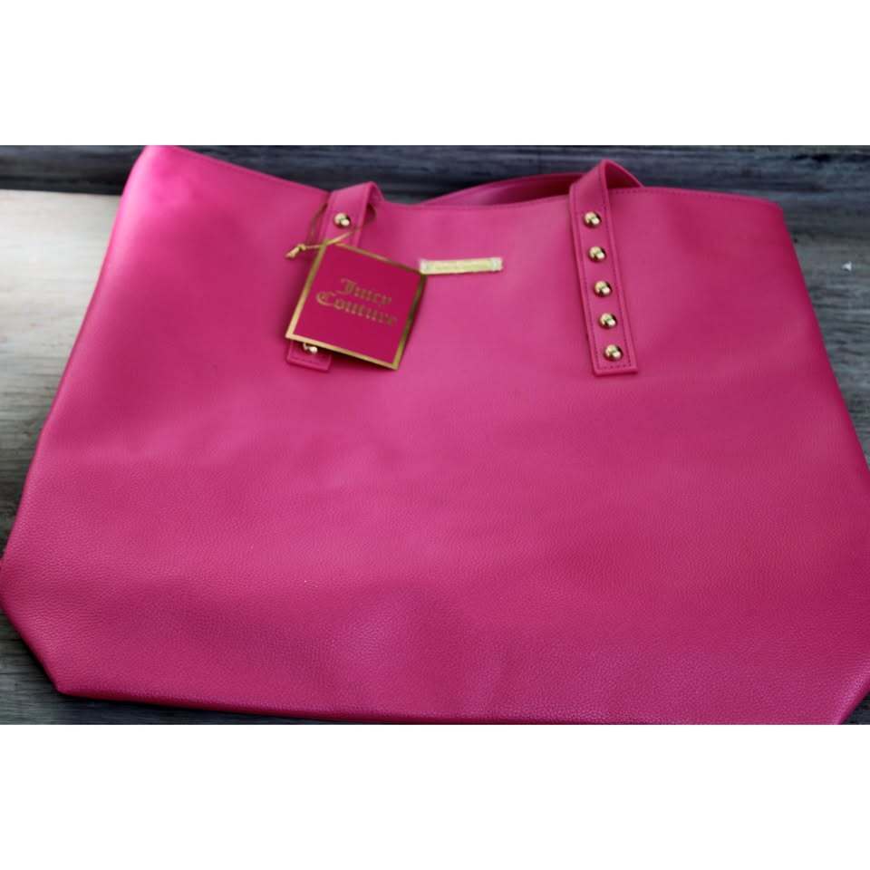 Juicy Couture Hot Pink Studded Tote Bag Women's Gold Hardware Double Handles