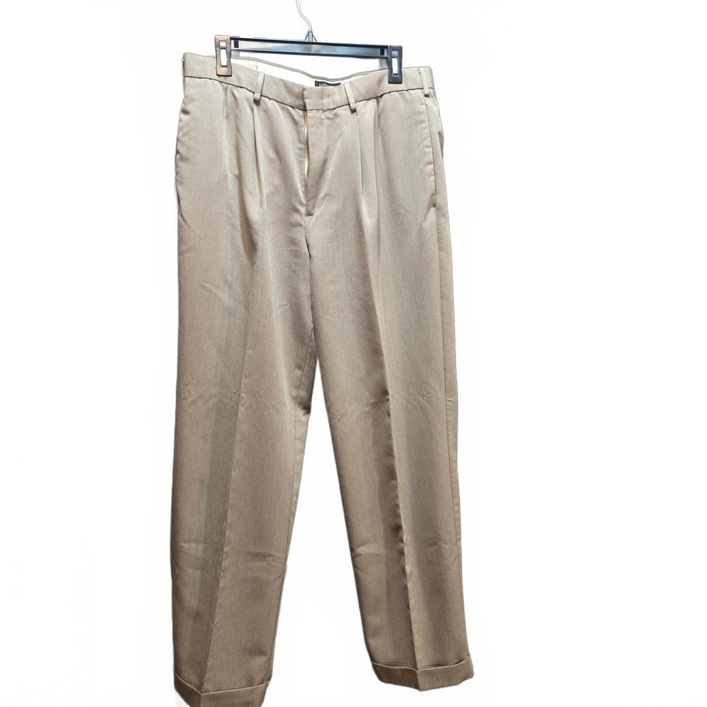 Dockers Men's Tan Pleated Dress Pants Classic Fit Khaki Trousers Size Medium