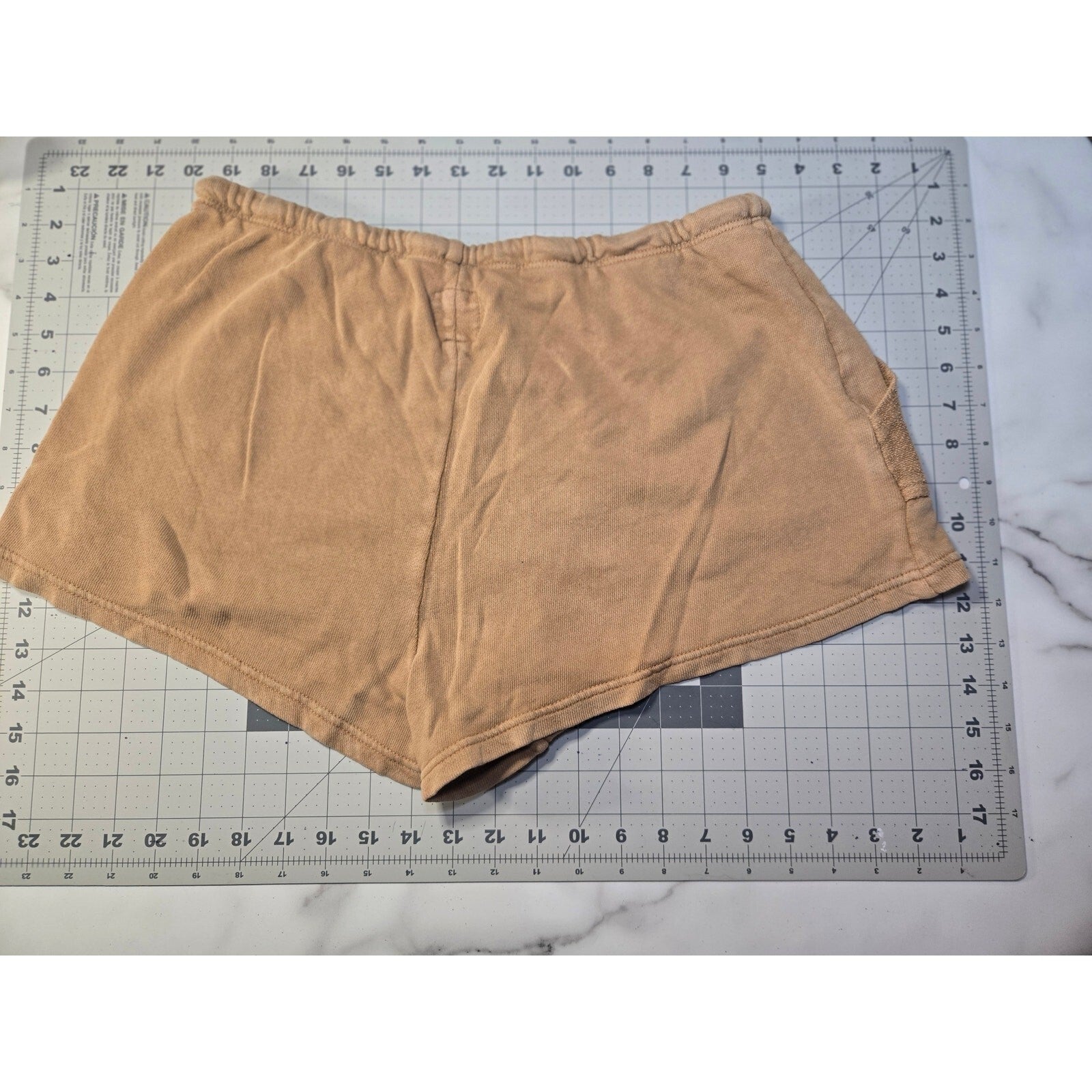 Light Brown Aerie Ribbed High Waisted Lounge Shorts- Camel Beige Size Med