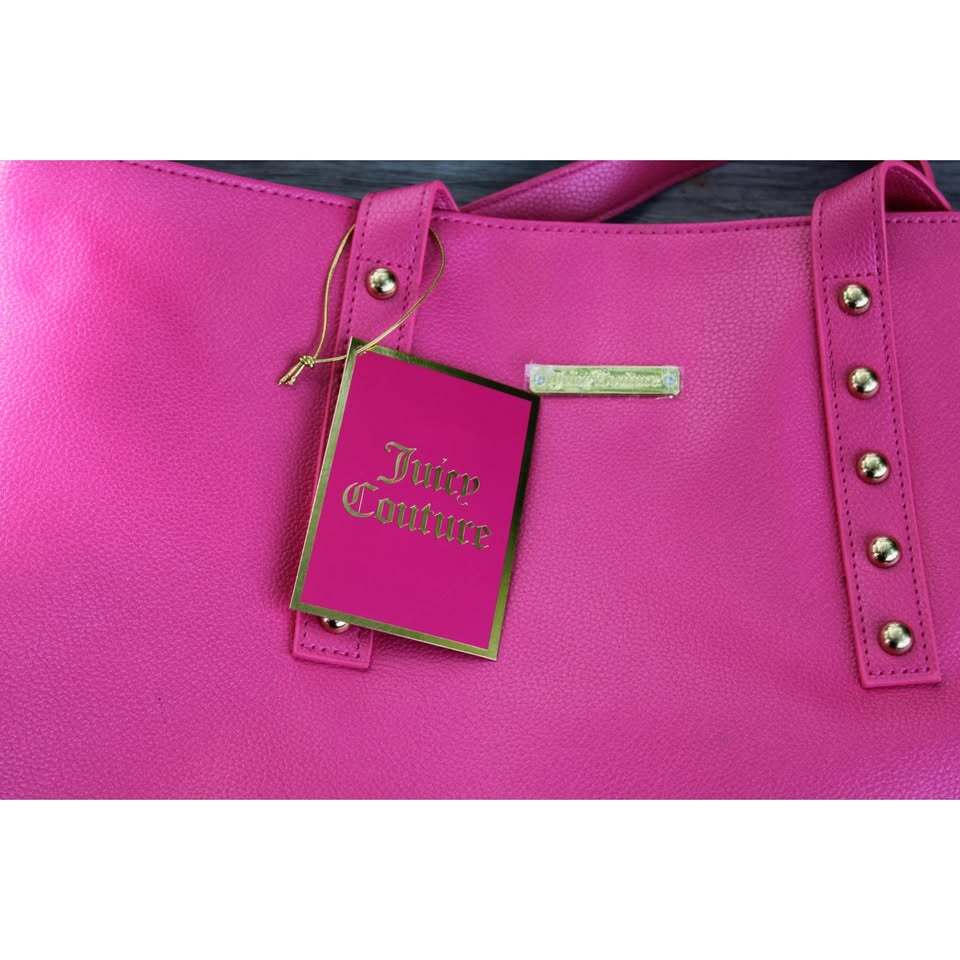 Juicy Couture Hot Pink Studded Tote Bag Women's Gold Hardware Double Handles