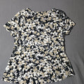Croft & Barrow Classic Women's Floral Print Black Tee, Size Small, Very Good