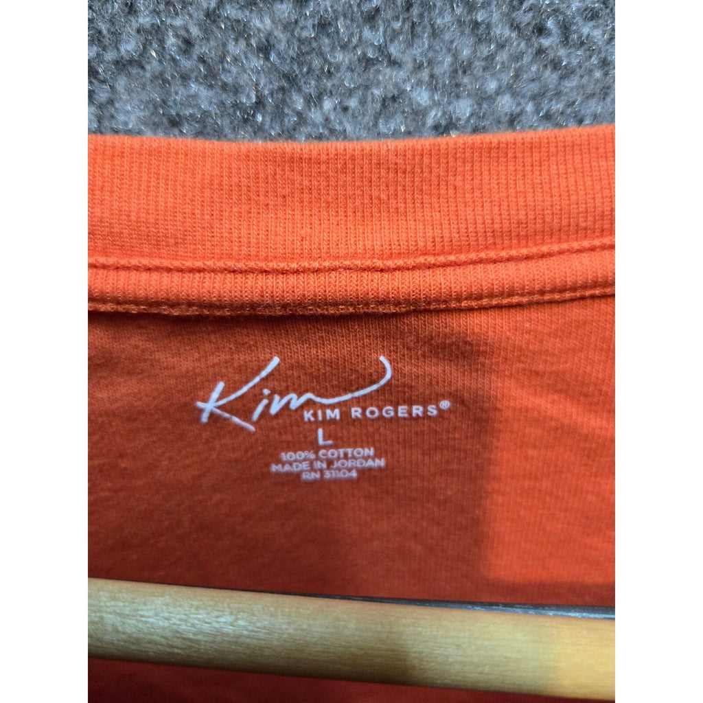 Kim Rogers Women's Orange 3/4 Sleeve Cotton T-Shirt, Size Large, Good Condition