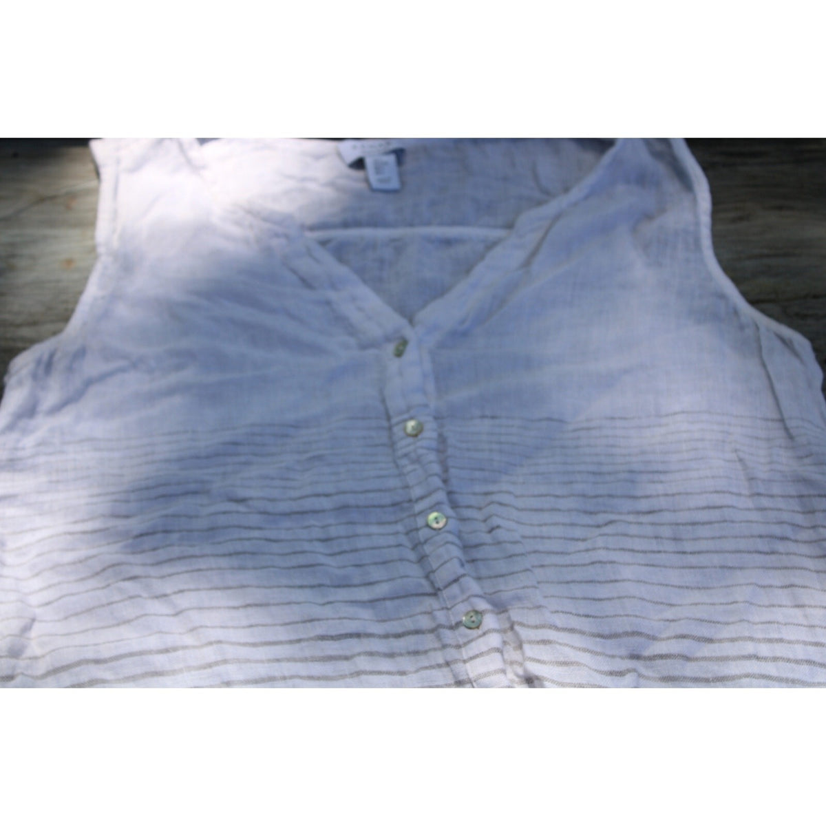 Kenar 100% Linen White Tunic Top Women's Size Large Sleeveless