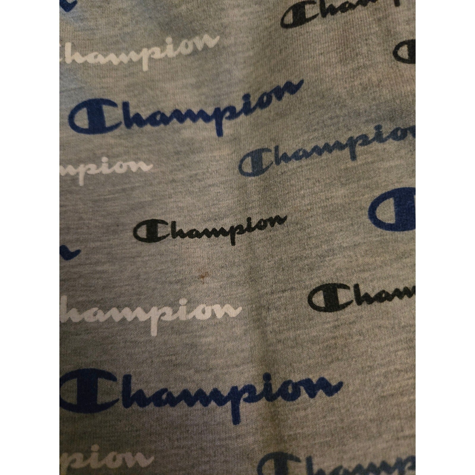 Champion All Over Logo Print Grey Pullover Hoodie Youth Size Large