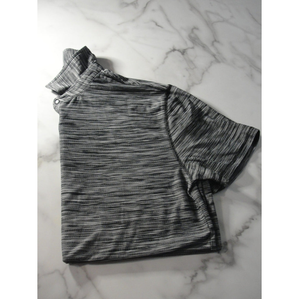 BKE Men's Gray stripped Short Sleeve Collared Button Polo Shirt Size XL Regular