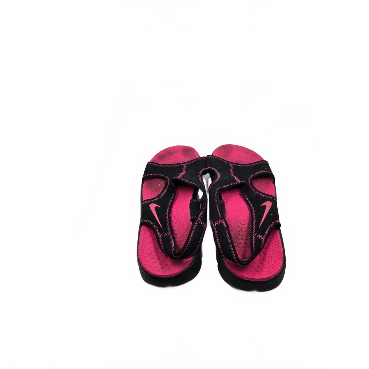 Nike Ultra Comfort Black Hot Pink Strappy Athletic Sandals Women's Size 6Y