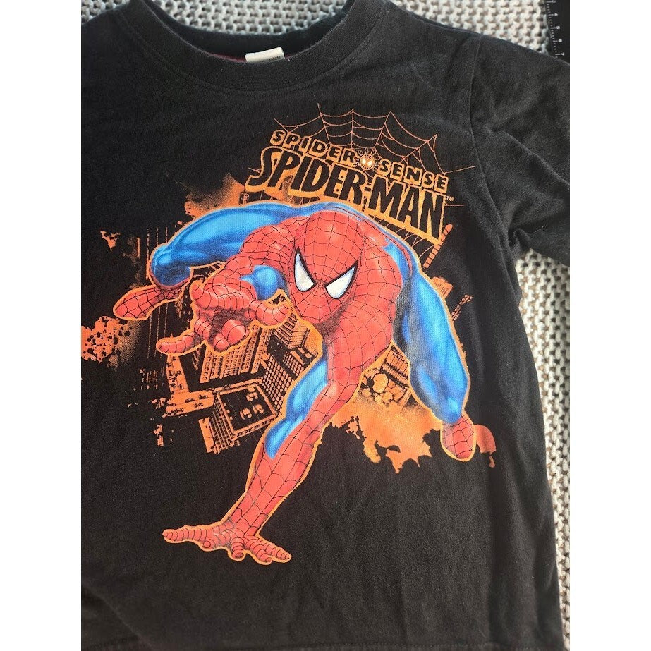 Vintage Youth Spider Sense Spiderman Black Shirt Size 6