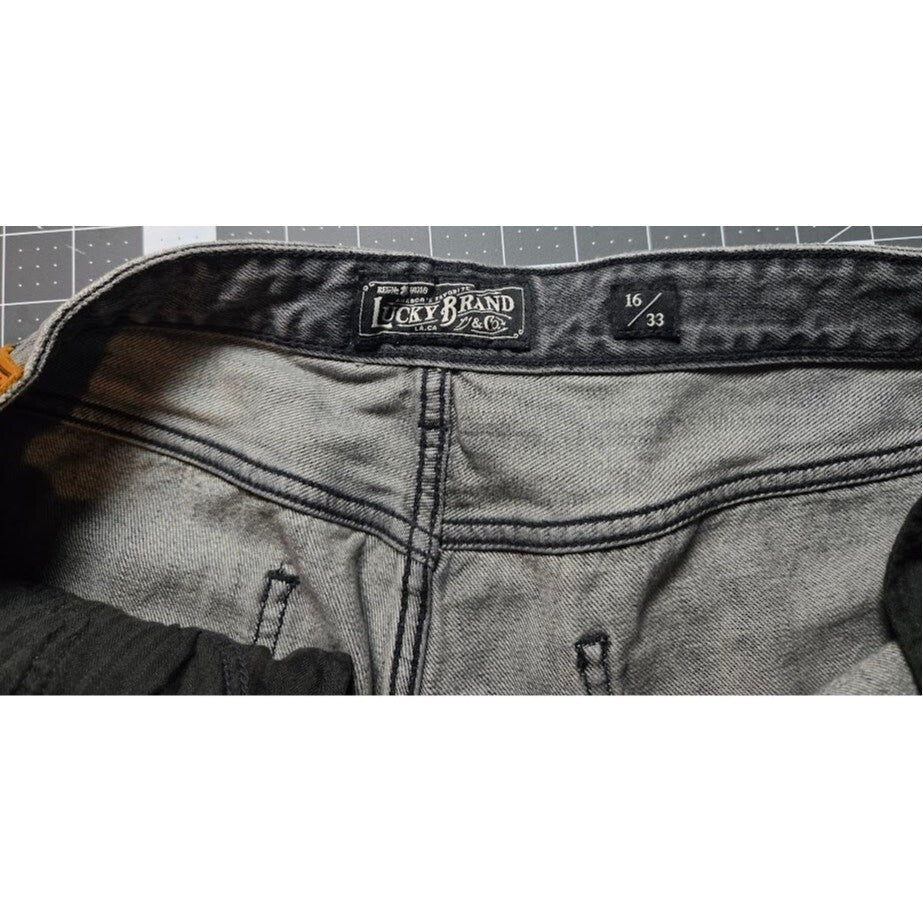 Lucky Brand Black Distressed Denim  Jeans Size 16/33 Ripped Distressed Faded