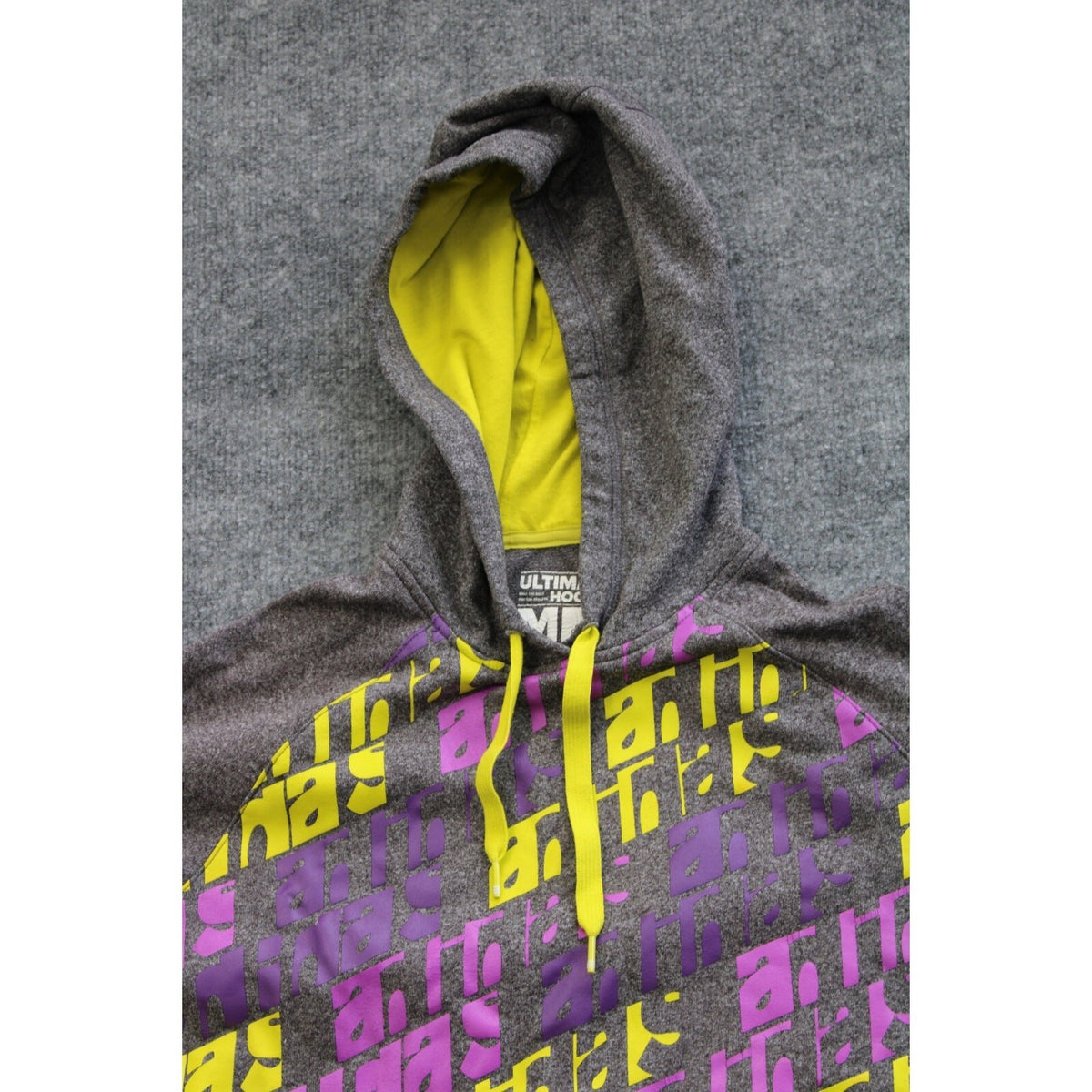 Retro Style Gray Purple Yellow Adidas Hoodie Size Medium