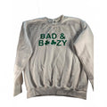 Grey St. Patrick's Day Gildan Unisex "Bad and Boozy" Shamrock Sweatshirt SZ M