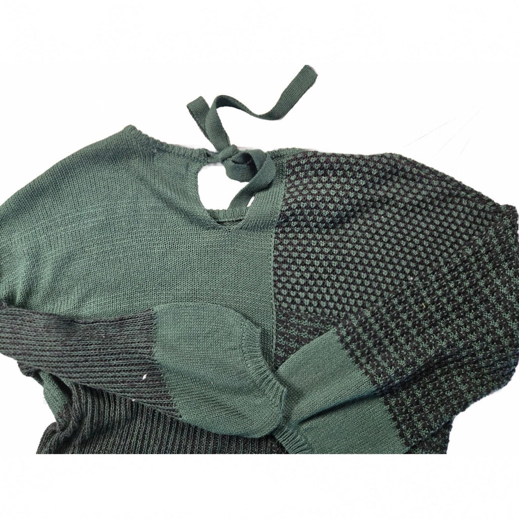 Blu Pepper Women's Medium Green Striped Knit Pullover Sweater