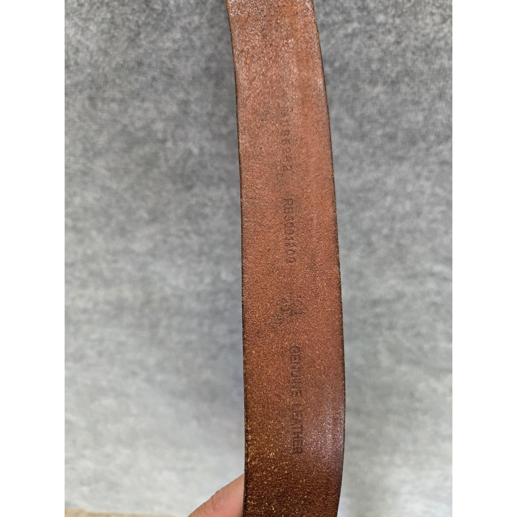 Vintage Distressed Brown Textured Leather Casual Jeans Belt – Silver- 21.5"