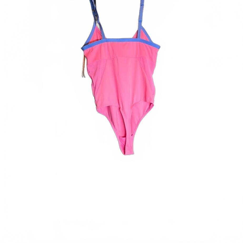 NWT Colsie Pink BodySuit Blue Straps Mesh Panels Thong Back Medium