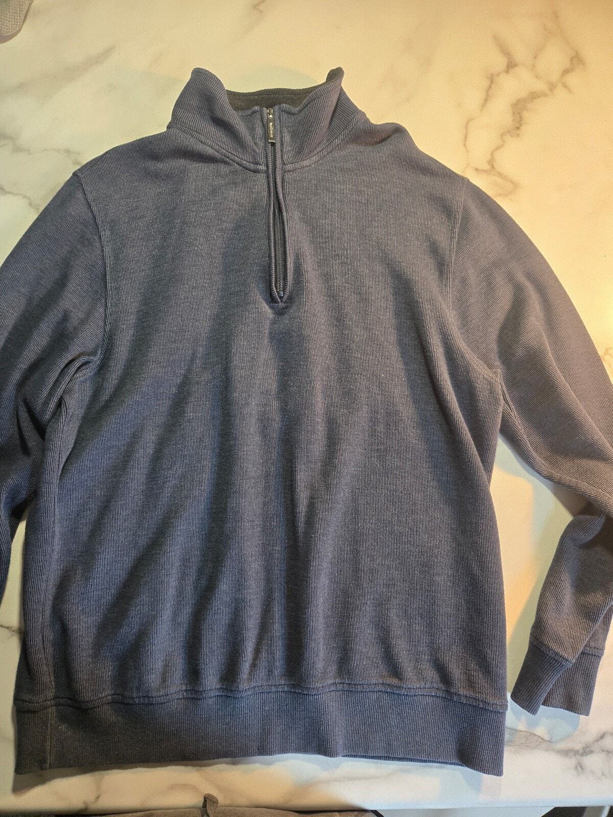 Van Heusen Men's Medium Blue Cotton Blend Quarter-Zip Pullover Sweatshirt
