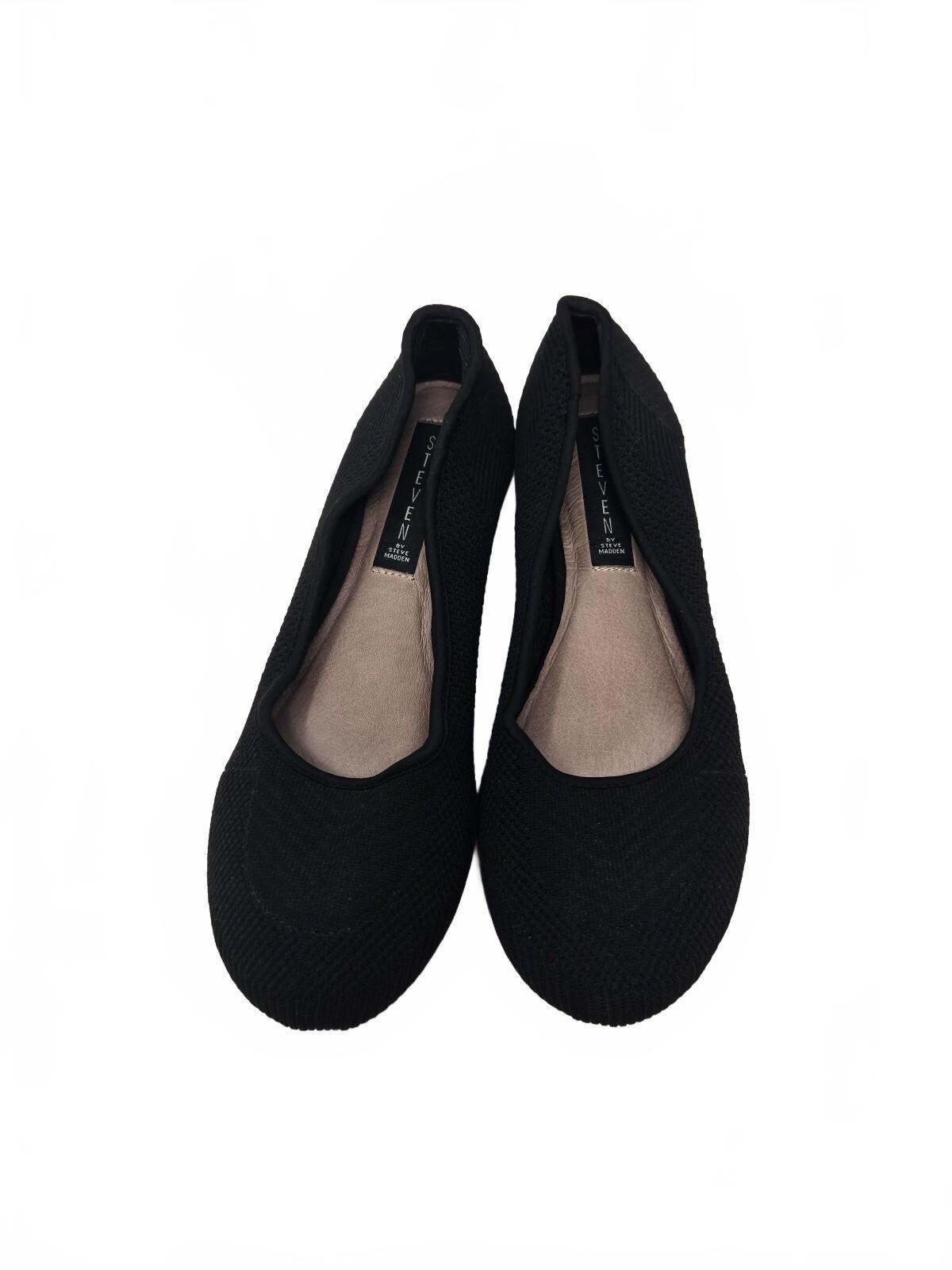 STEVEN New York Women's 8.5 Knit Ballet Flats Round Toe Black Shoes Slip On