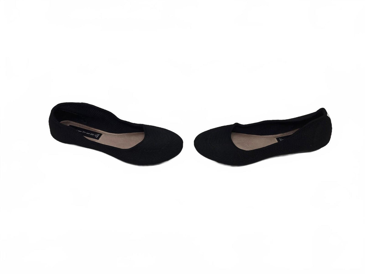 STEVEN New York Women's 8.5 Knit Ballet Flats Round Toe Black Shoes Slip On