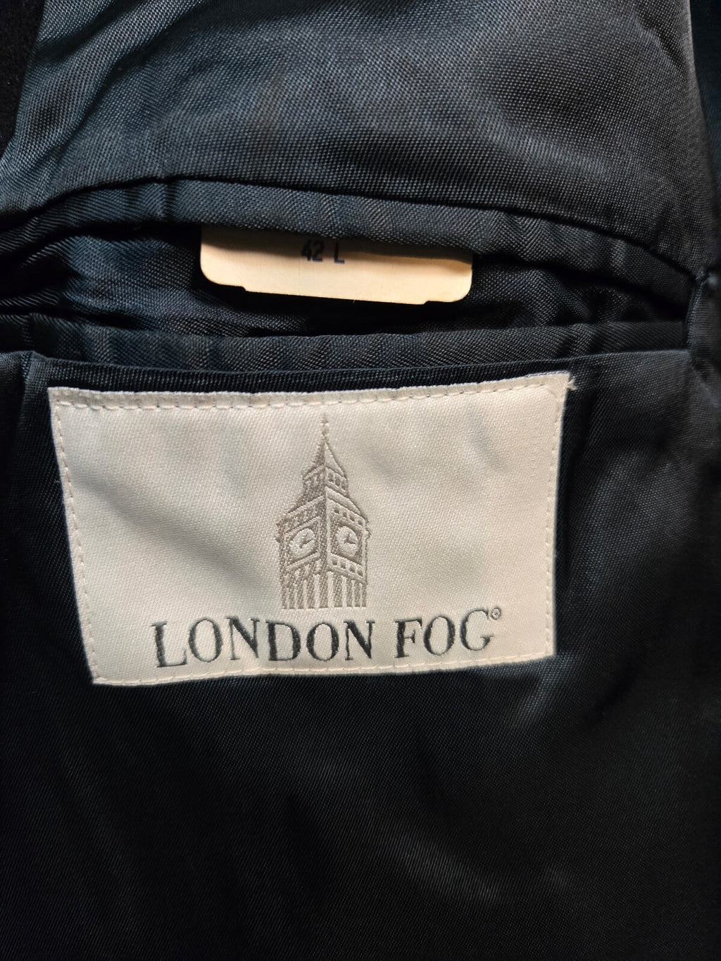 London Fog Black Double Breasted Overcoat 42L
