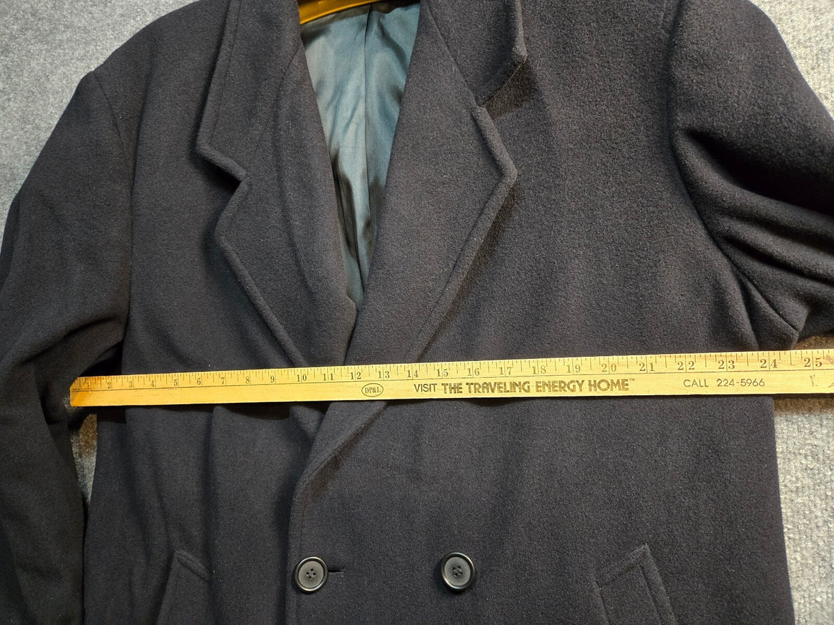 London Fog Black Double Breasted Overcoat 42L