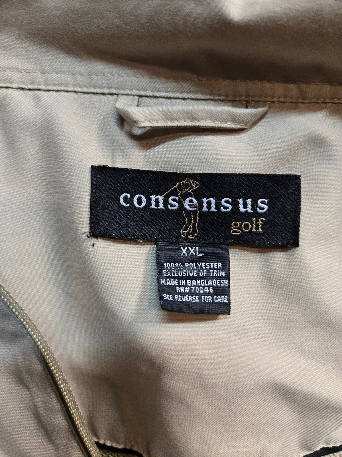 Consensus Golf Beige Pullover Windbreaker XXL
