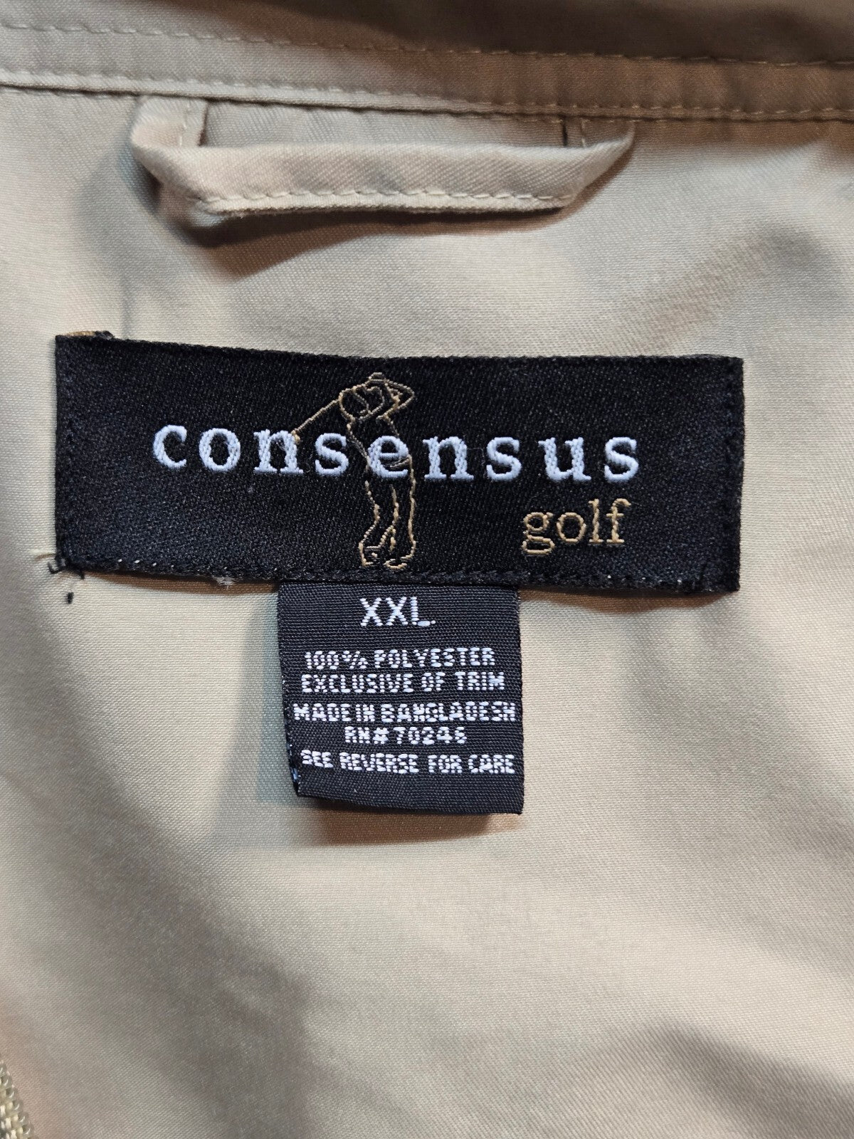 Consensus Golf Beige Pullover Windbreaker XXL
