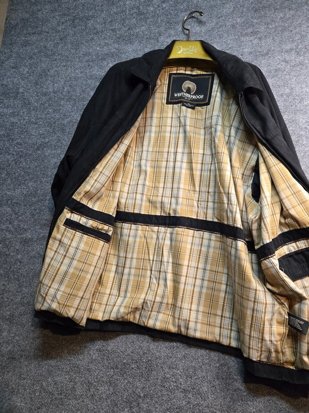 Black Men's WeatherProof  with Classic Plaid Lining, Full Zip, XXL