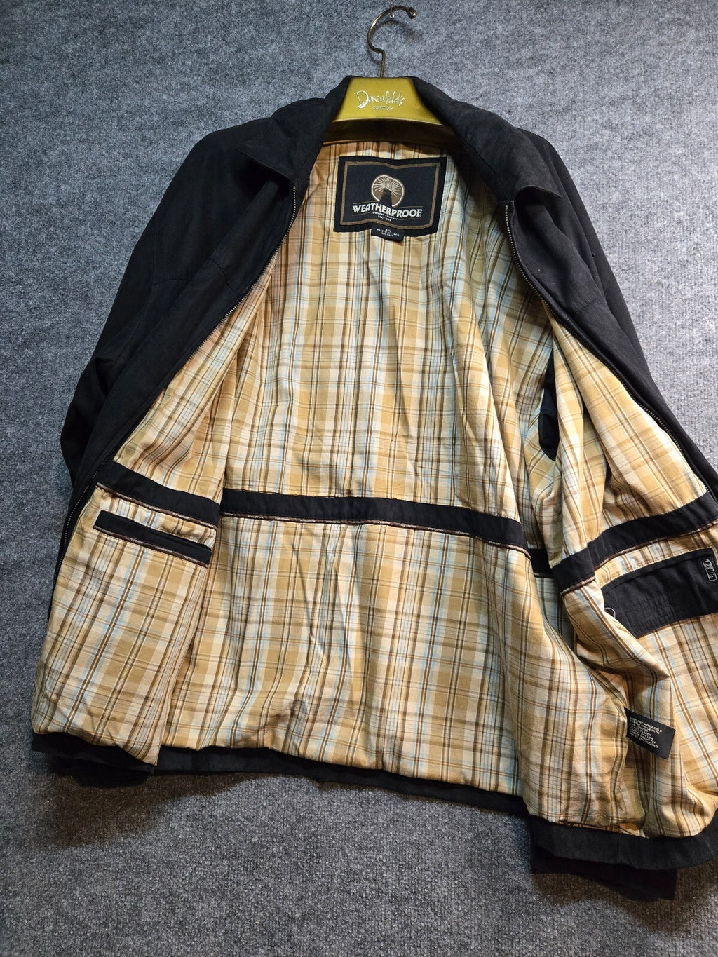Black Men's WeatherProof  with Classic Plaid Lining, Full Zip, XXL