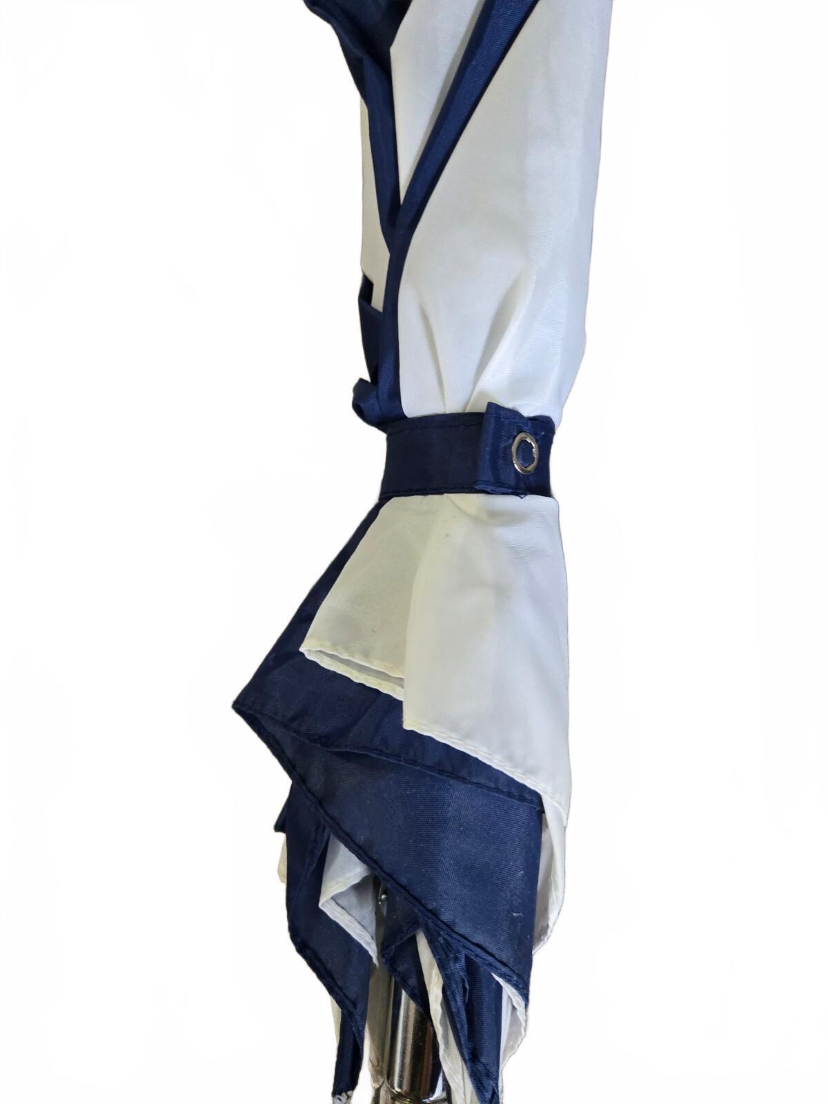 Blue and white logo umbrella with wood handle WPTO 14 and WPTD 16