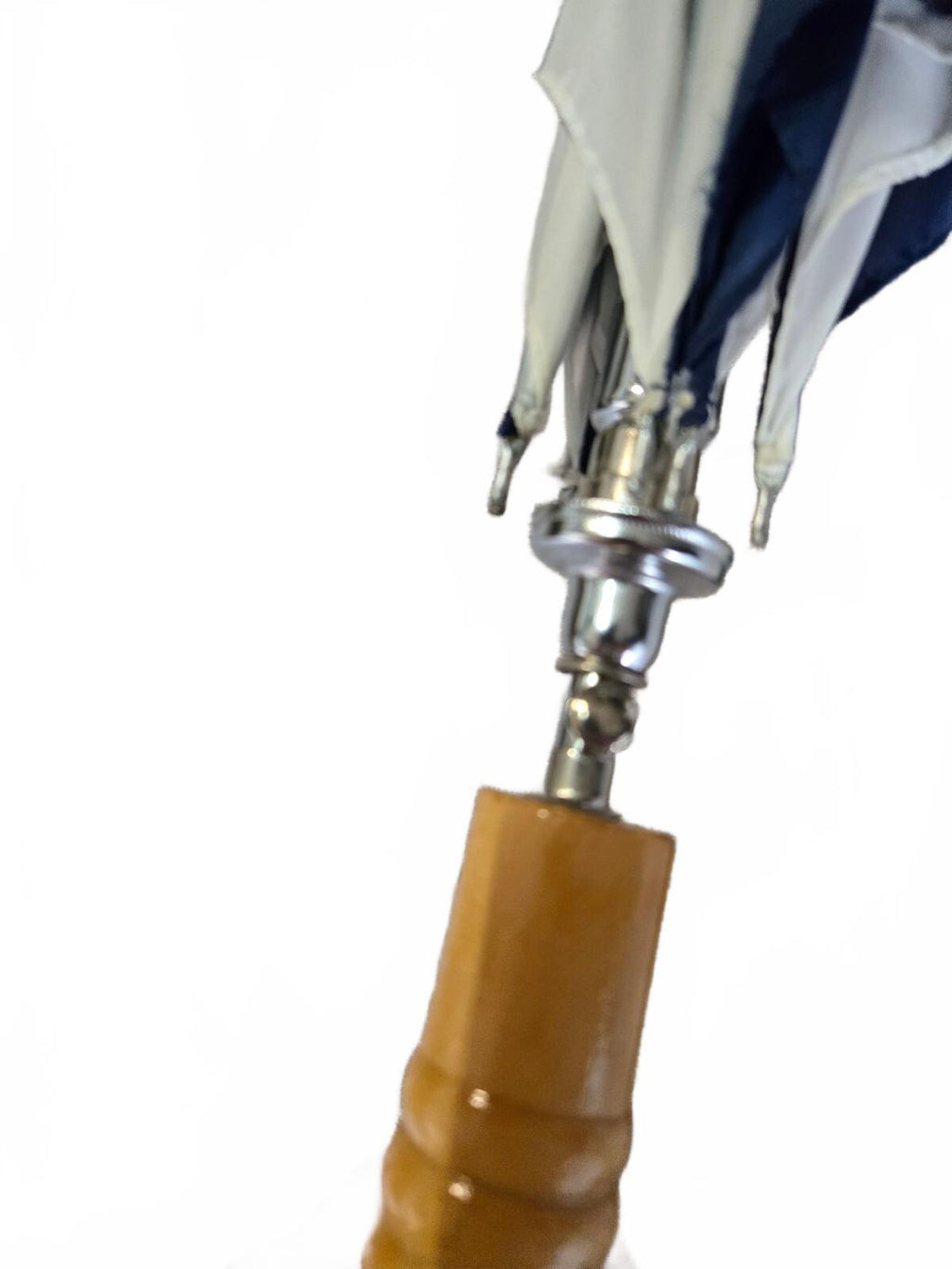 Blue and white logo umbrella with wood handle WPTO 14 and WPTD 16