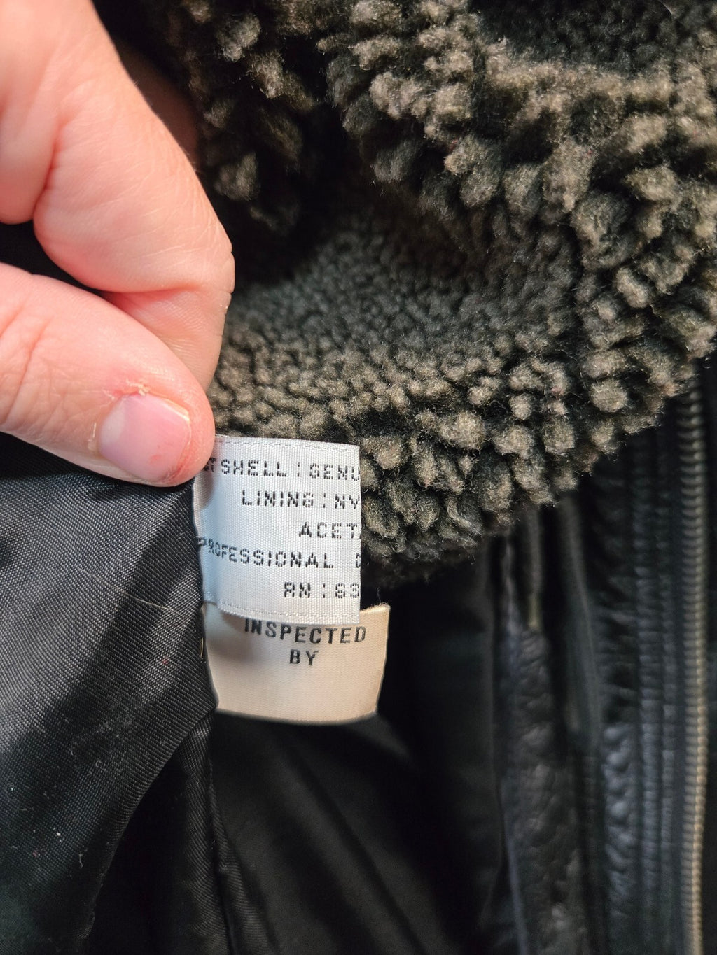 Czar black leather coat with shearling collar XXL