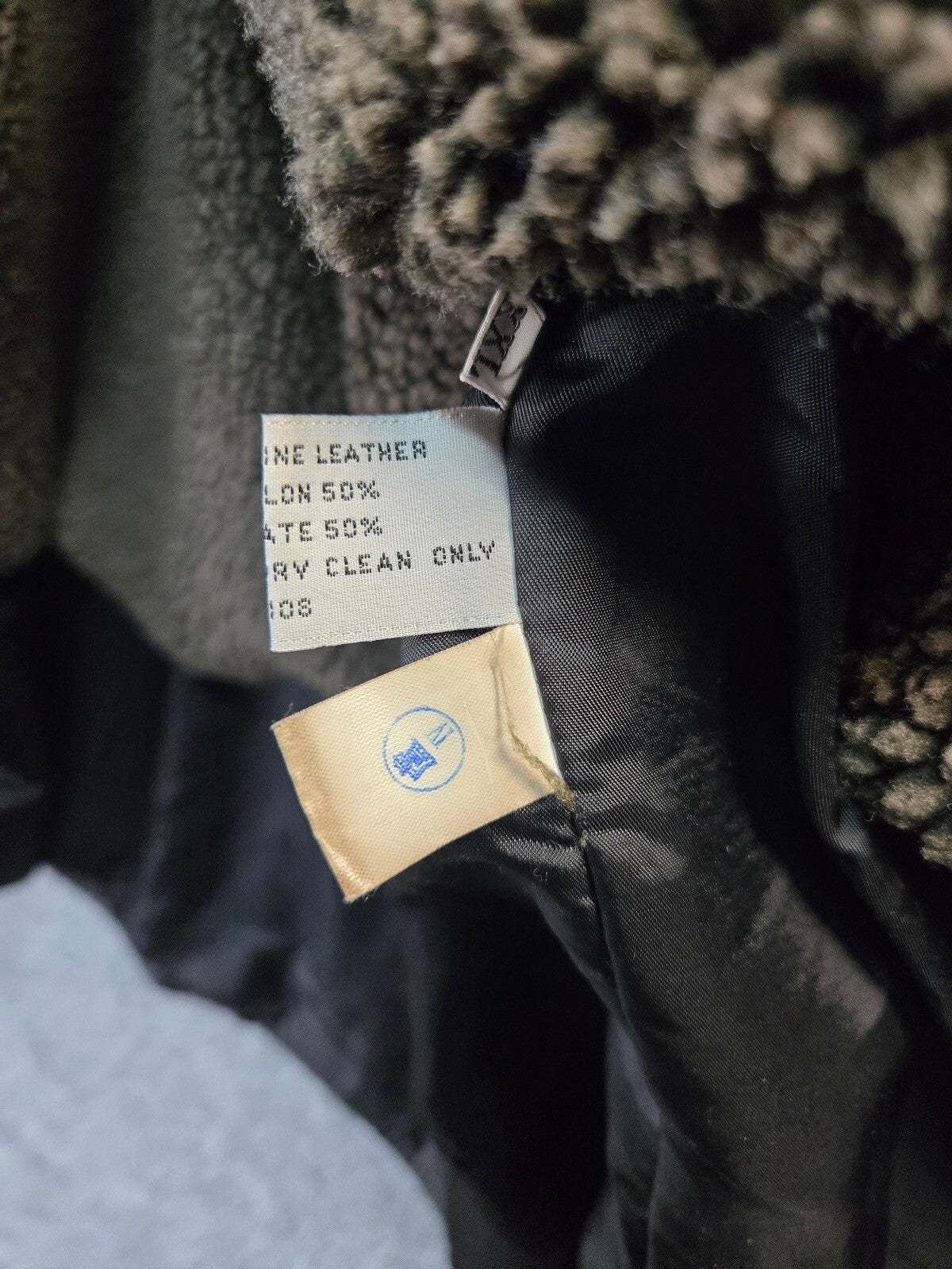 Czar black leather coat with shearling collar XXL