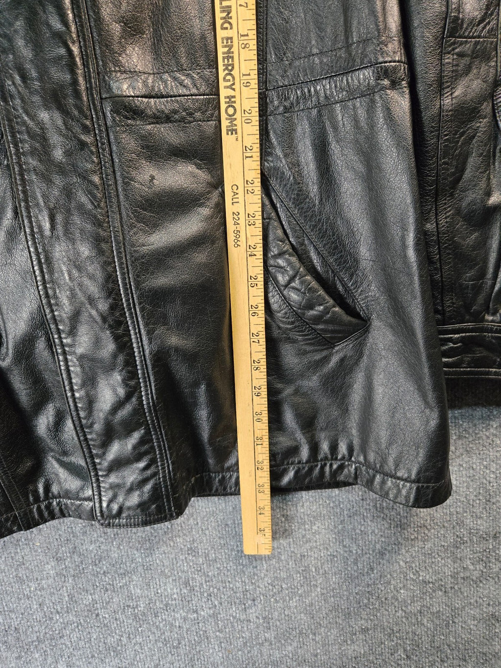 Czar black leather coat with shearling collar XXL