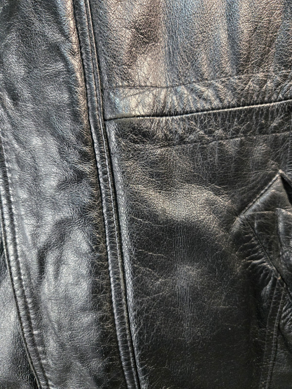 Czar black leather coat with shearling collar XXL