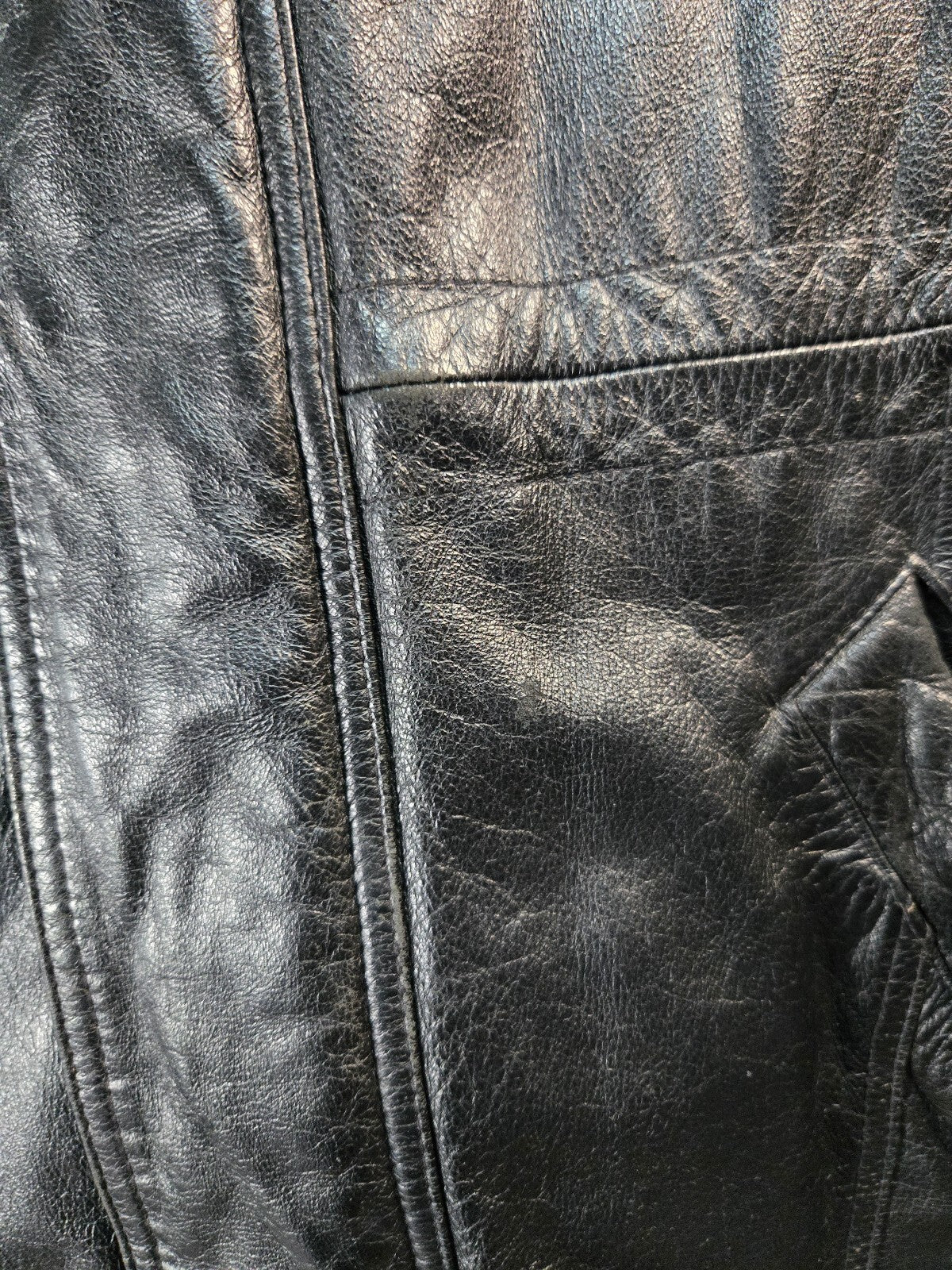 Czar black leather coat with shearling collar XXL