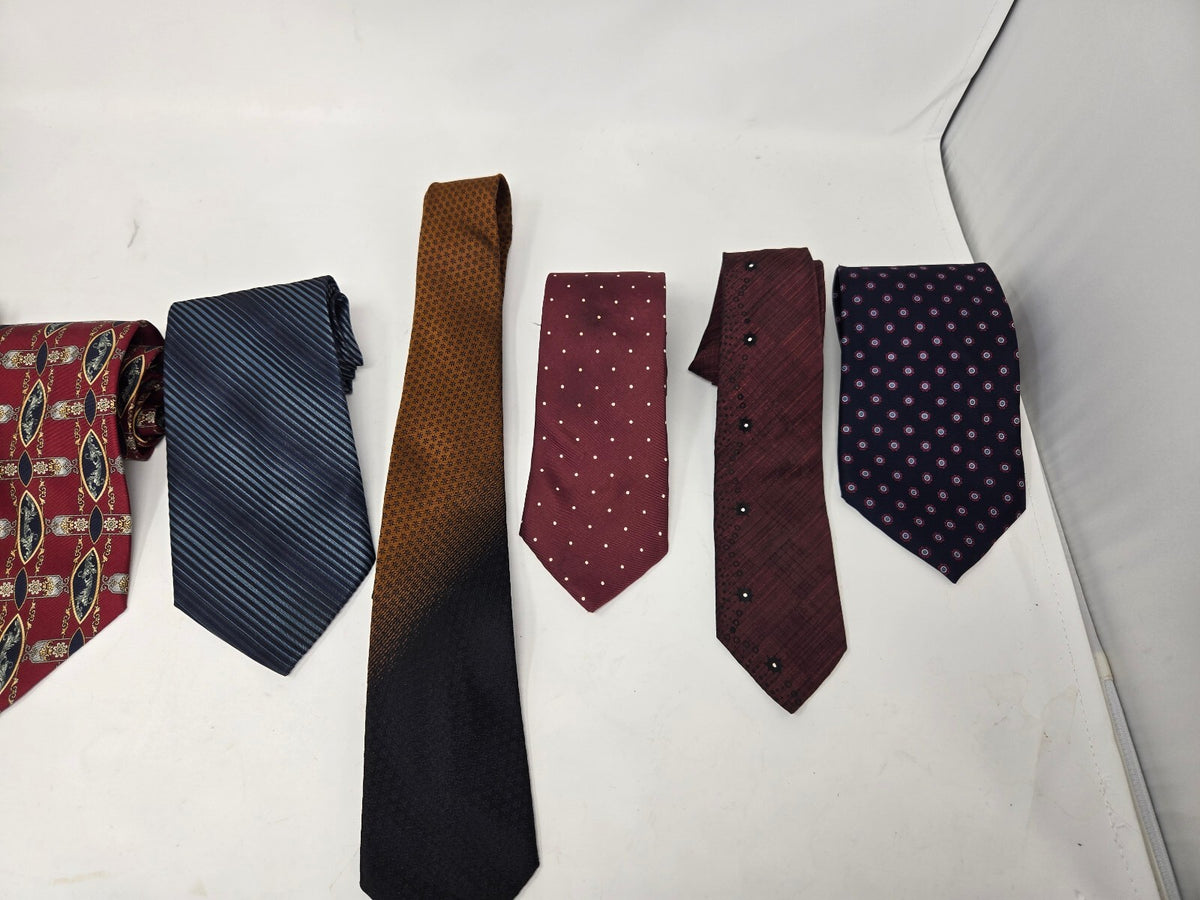 Set of 6 Men's Silk Ties by Stafford, Van Heusen & More – Multi-Color, Very Good