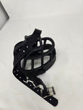 Black dog muzzle with leather strap