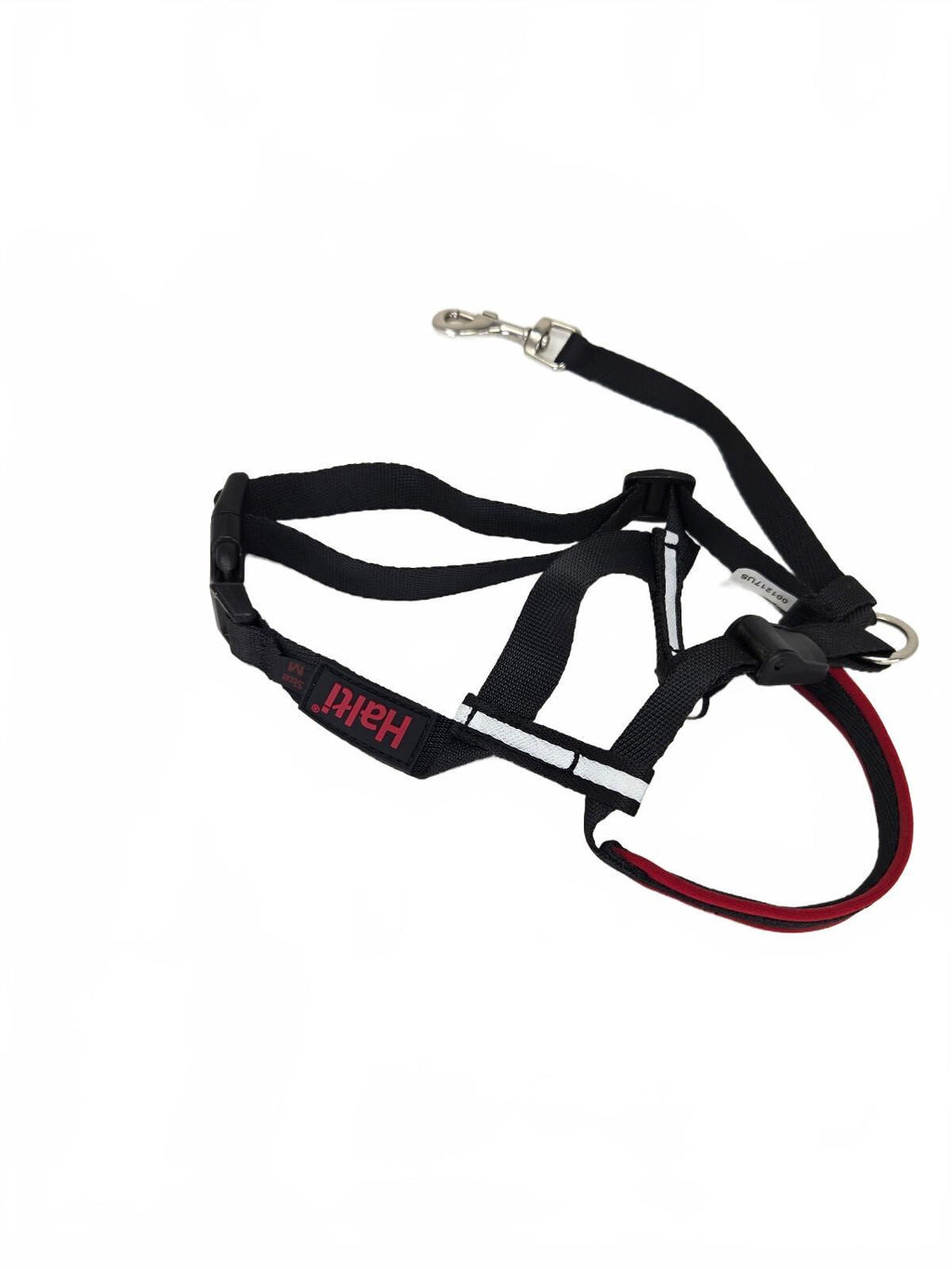 Hilo black and red dog harness with leash clip