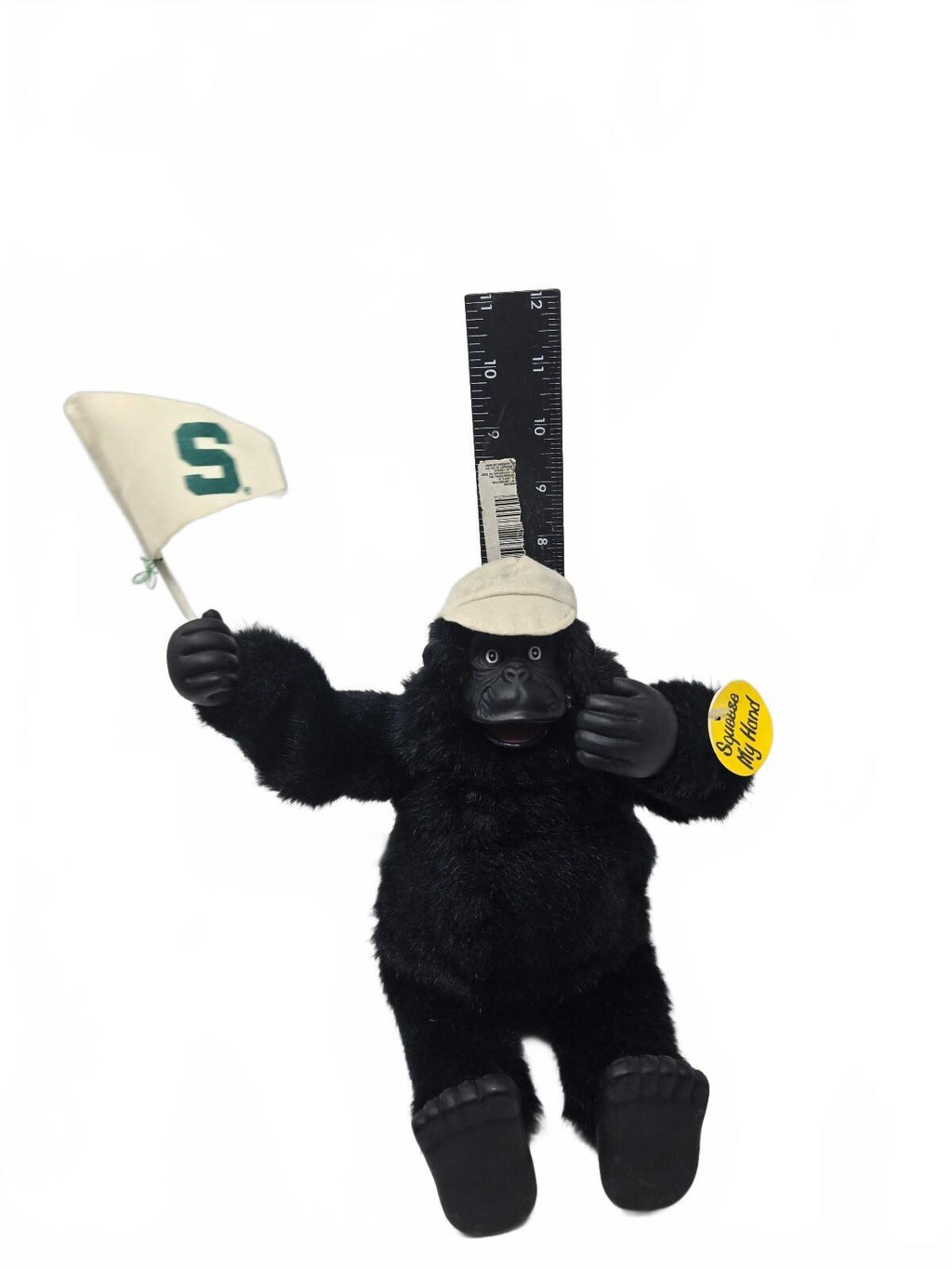 Michigan State Spartans gorilla plush with flag plays fight song