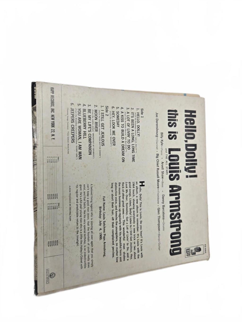 Hello Dolly! Louis Armstrong vinyl record