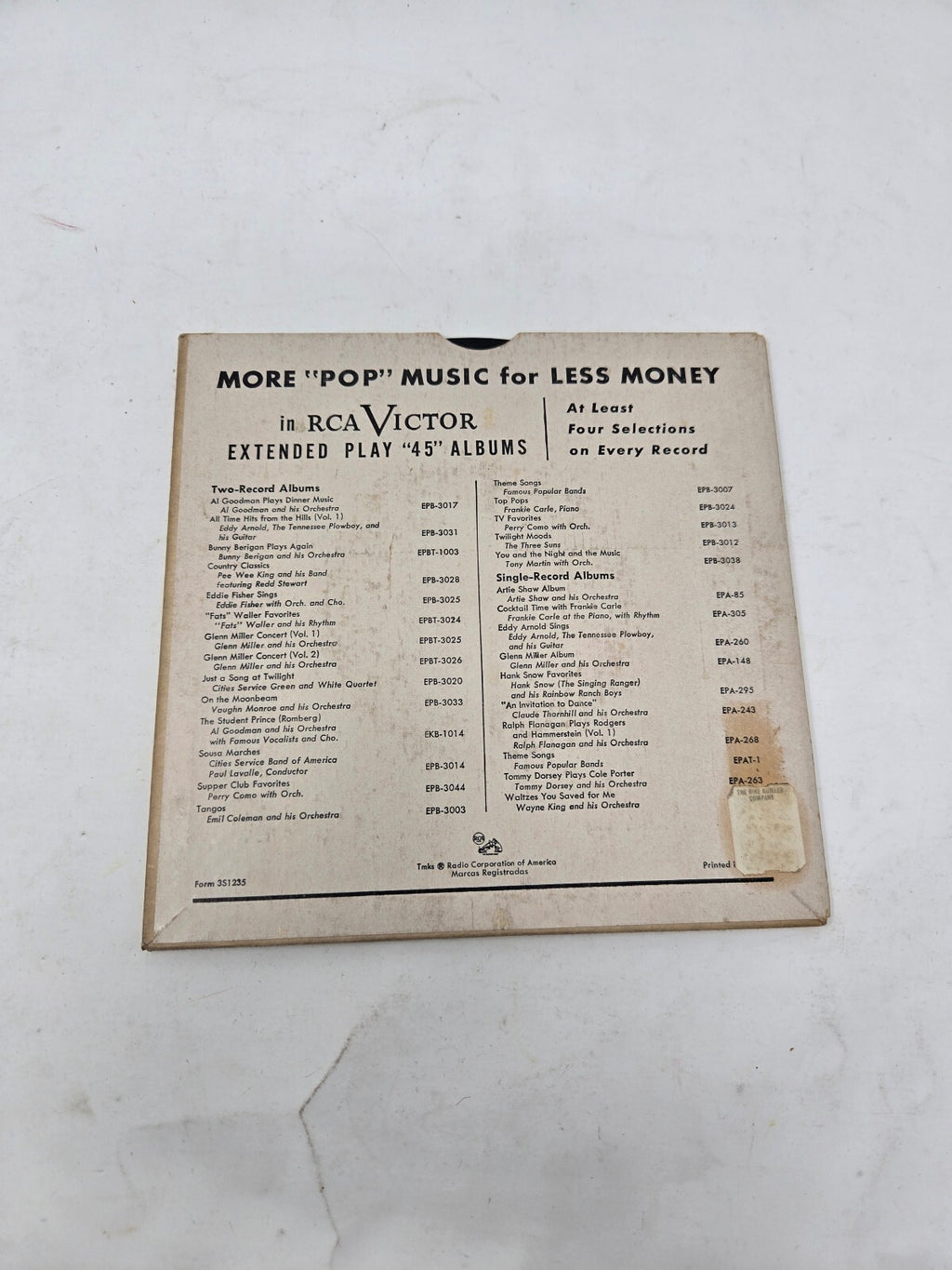 RCA Victor pop music booklet with records