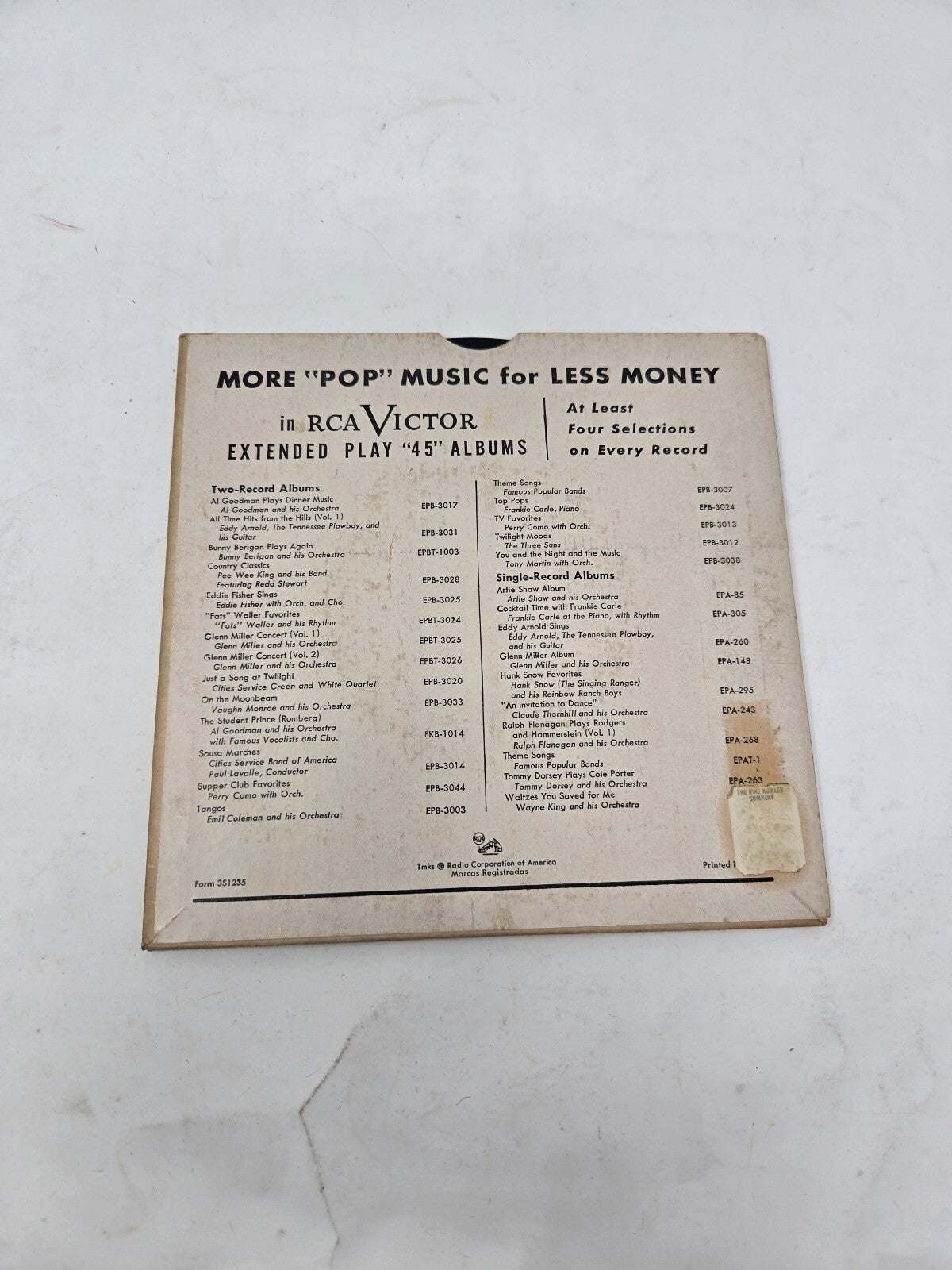 RCA Victor pop music booklet with records