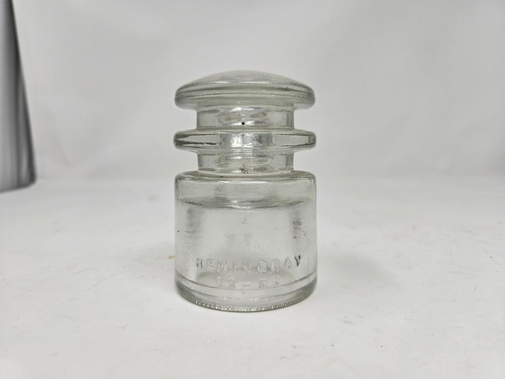vintage Hemingray clear glass telephone insulator TS, CD 129