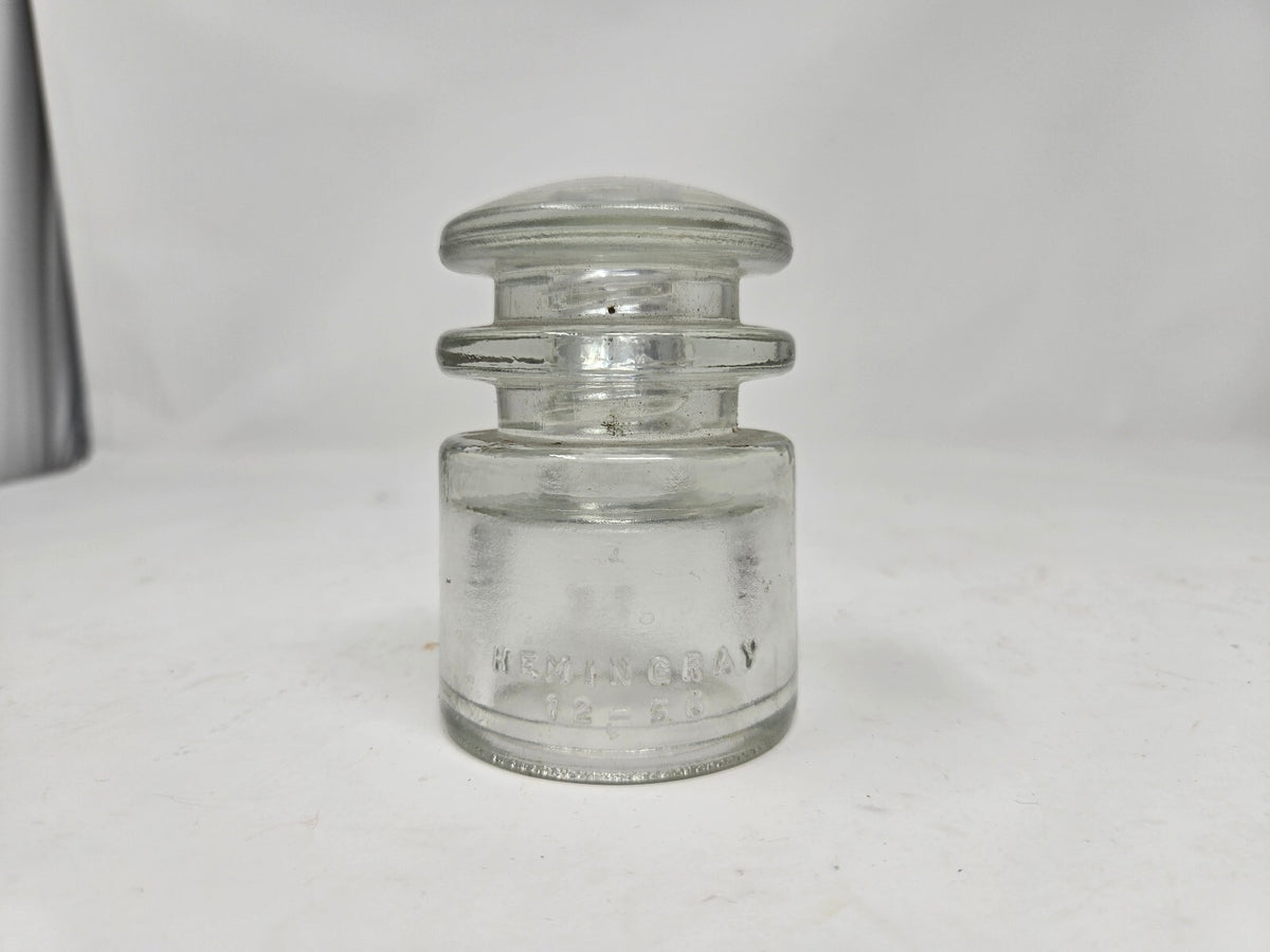vintage Hemingray clear glass telephone insulator TS, CD 129