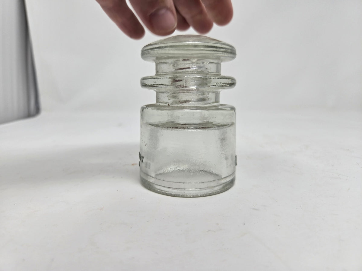 vintage Hemingray clear glass telephone insulator TS, CD 129